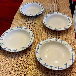 Pfaltzgraff "Cloverhill" Blue & Green Plaid 8” Cereal Bowls